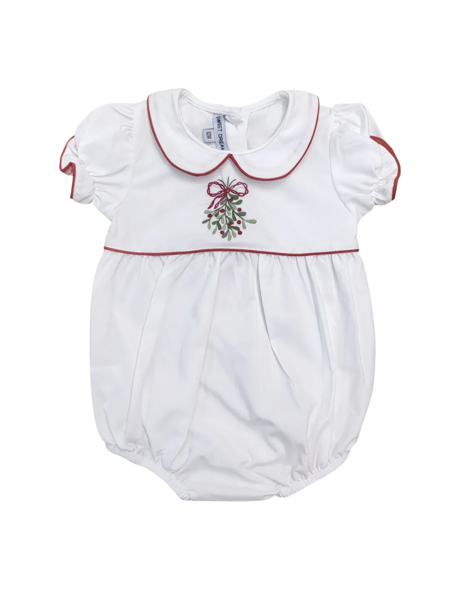 Sweet Dreams Mistletoe Embroidered White Bubble