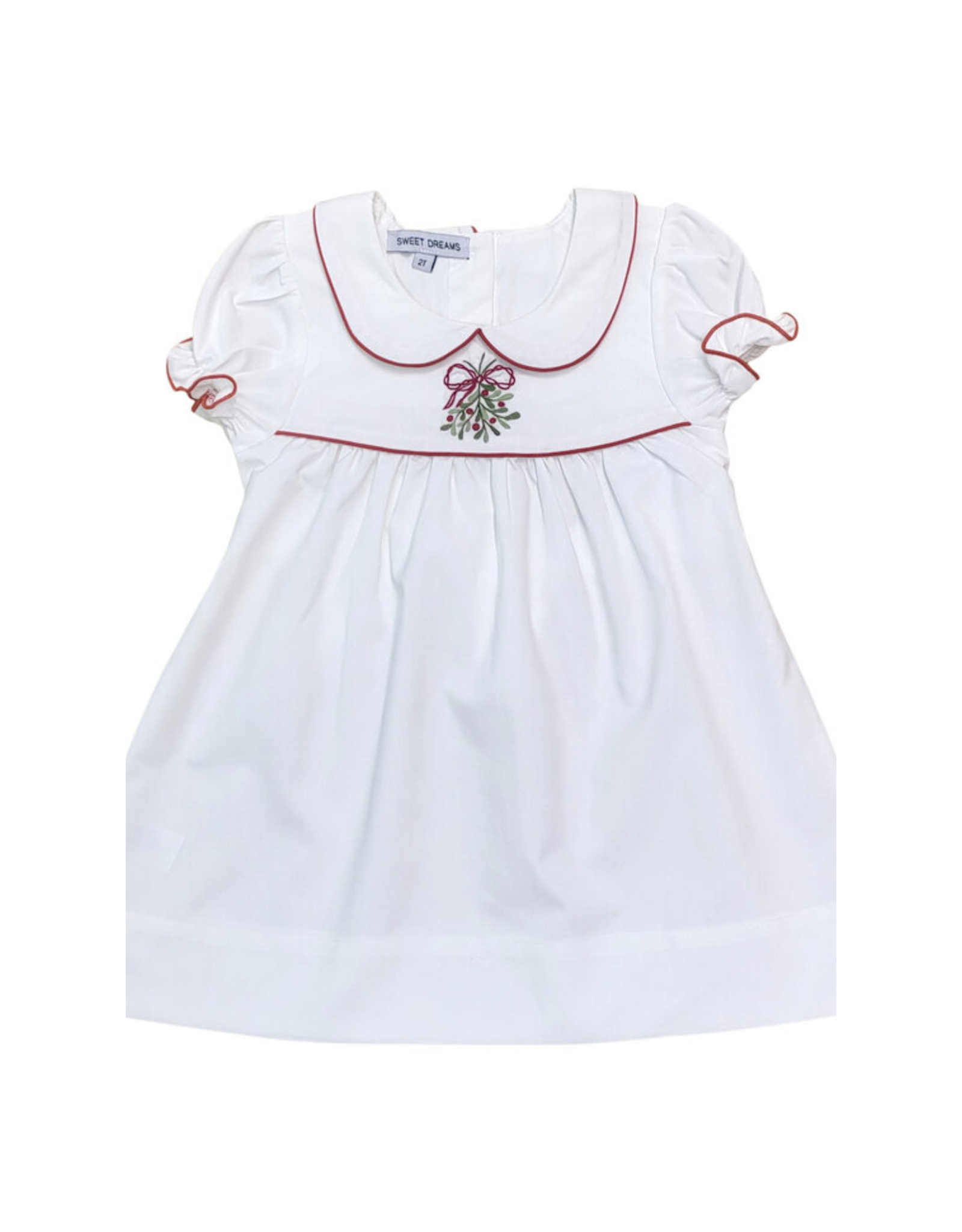 Sweet Dreams Mistletoe Embroidered White Dress