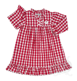 Sweet Dreams Red Gingham Santa Embroidered Gown