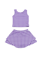 Blended Spirit Purple Gingham Athletic Skirt Set