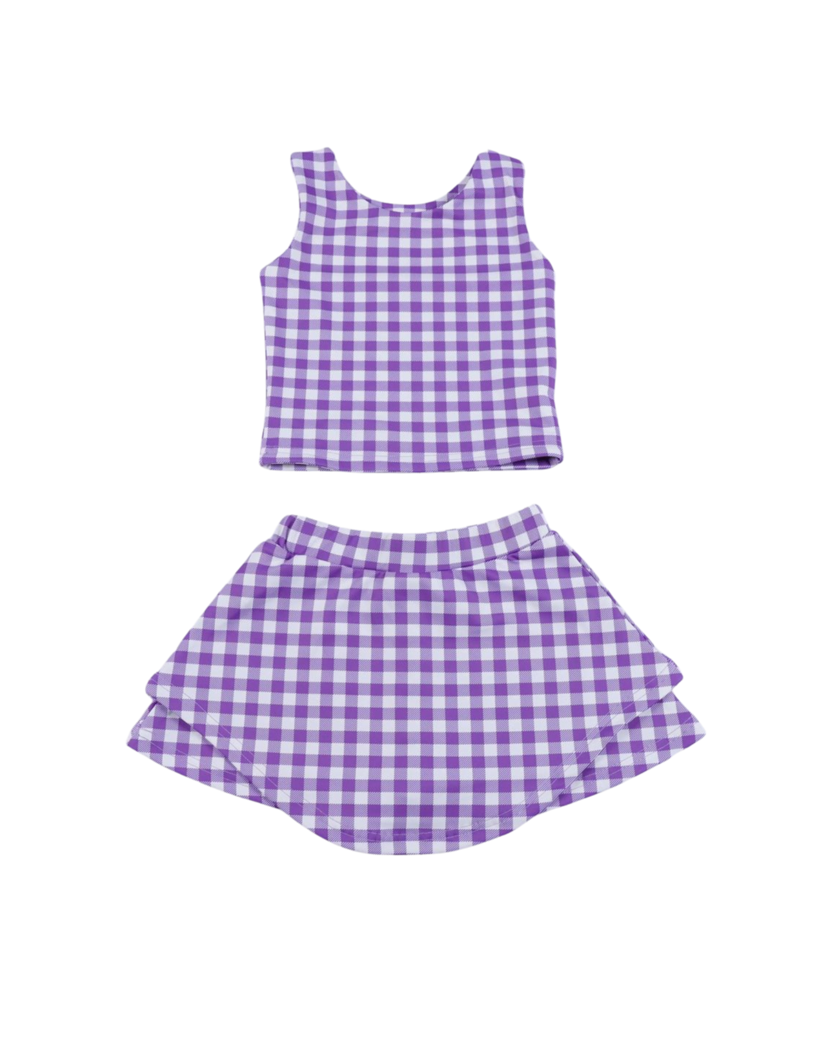 Blended Spirit Purple Gingham Athletic Skirt Set