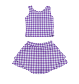 Blended Spirit Purple Gingham Athletic Skirt Set