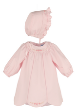 Luli & Me Welcome Home Waves Dress & Bonnet Set, Pink