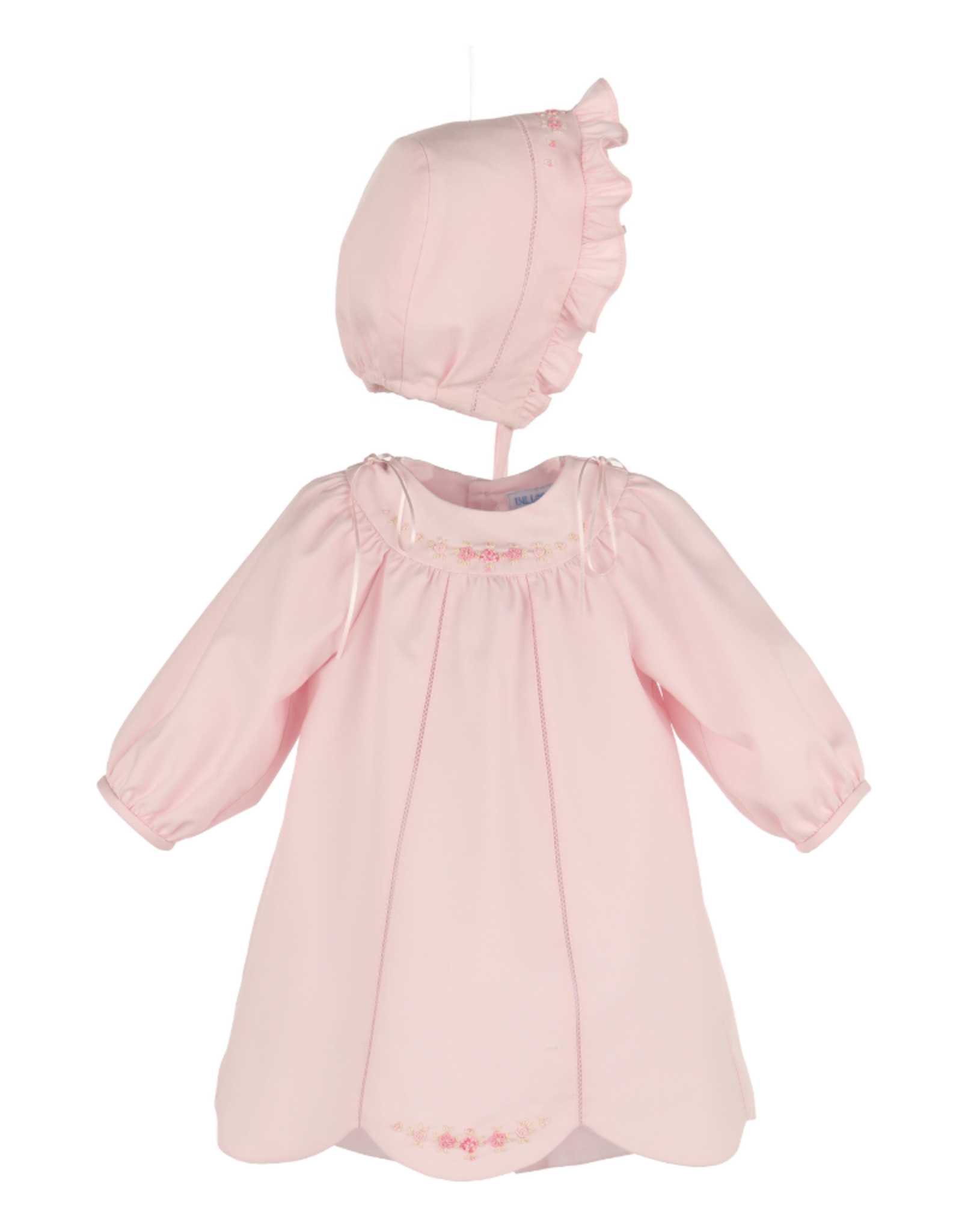 Luli & Me Welcome Home Waves Dress & Bonnet Set, Pink