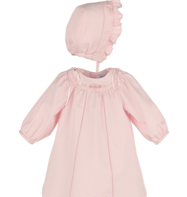 Luli & Me Welcome Home Waves Dress & Bonnet Set, Pink