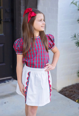 James and Lottie Kate Skirt Set, White Cord Red Christmas Plaid