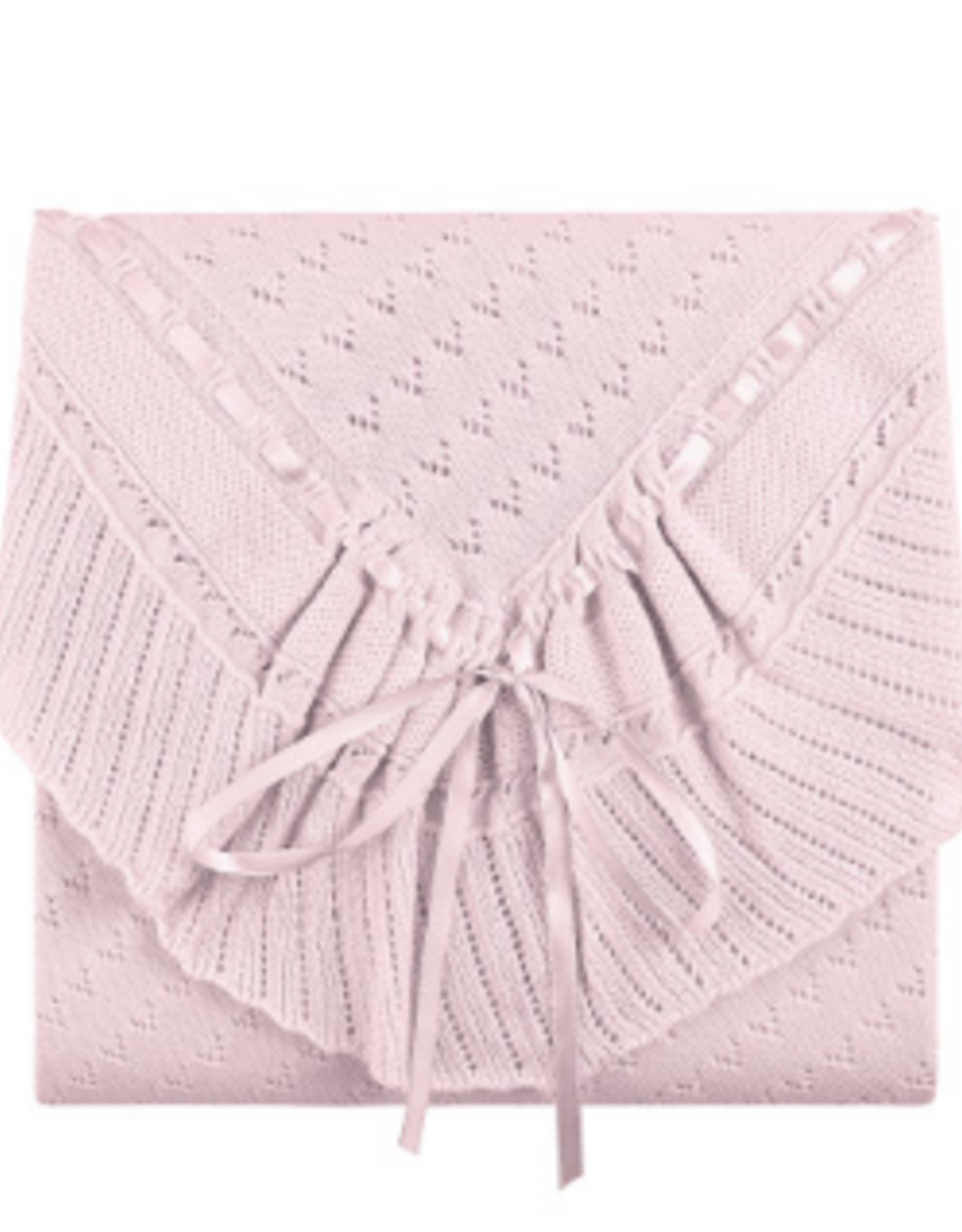 Feltman Brothers Pink Pointelle Knit Ruffle Blanket