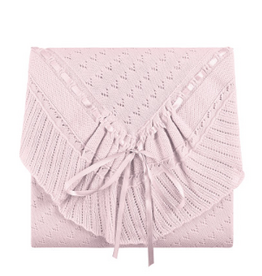 Feltman Brothers Pink Pointelle Knit Ruffle Blanket
