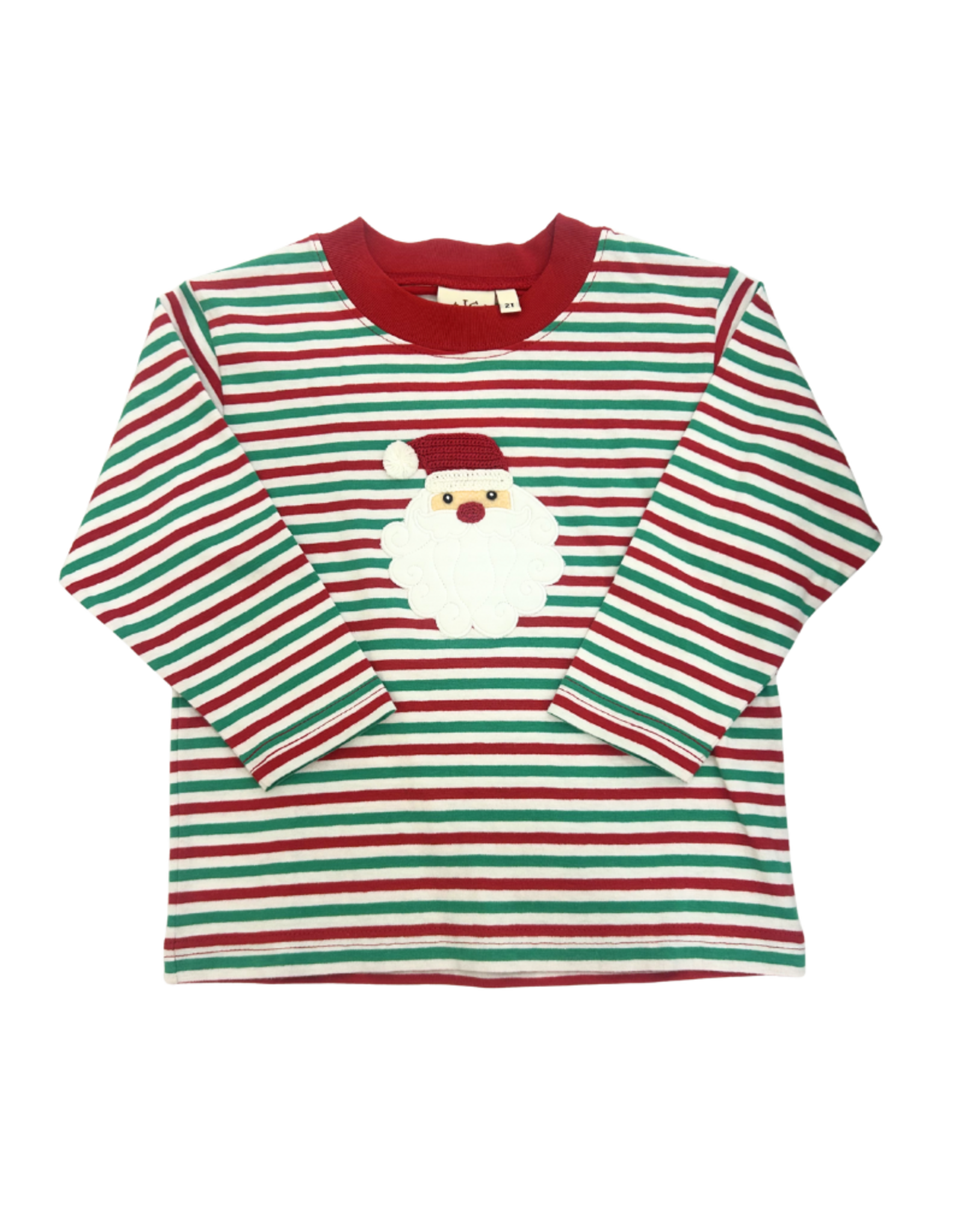 Luigi White/Green Stripe LS Boy Santa Tee