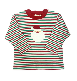 Luigi White/Green Stripe LS Boy Santa Tee