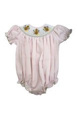 Lulu Bebe LLC Smocked Turkey Bishop Bubble, Pink