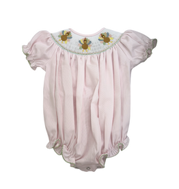 Lulu Bebe LLC Smocked Turkey Bishop Bubble, Pink