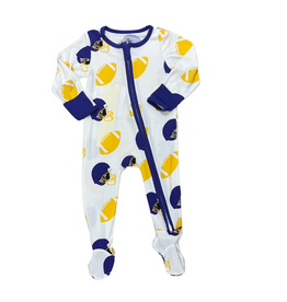 Belle Cher Football Fever Purple and Yellow Romper
