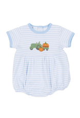 Magnolia Baby Pumpkin Tractor Applique Bubble, Blue Stripe