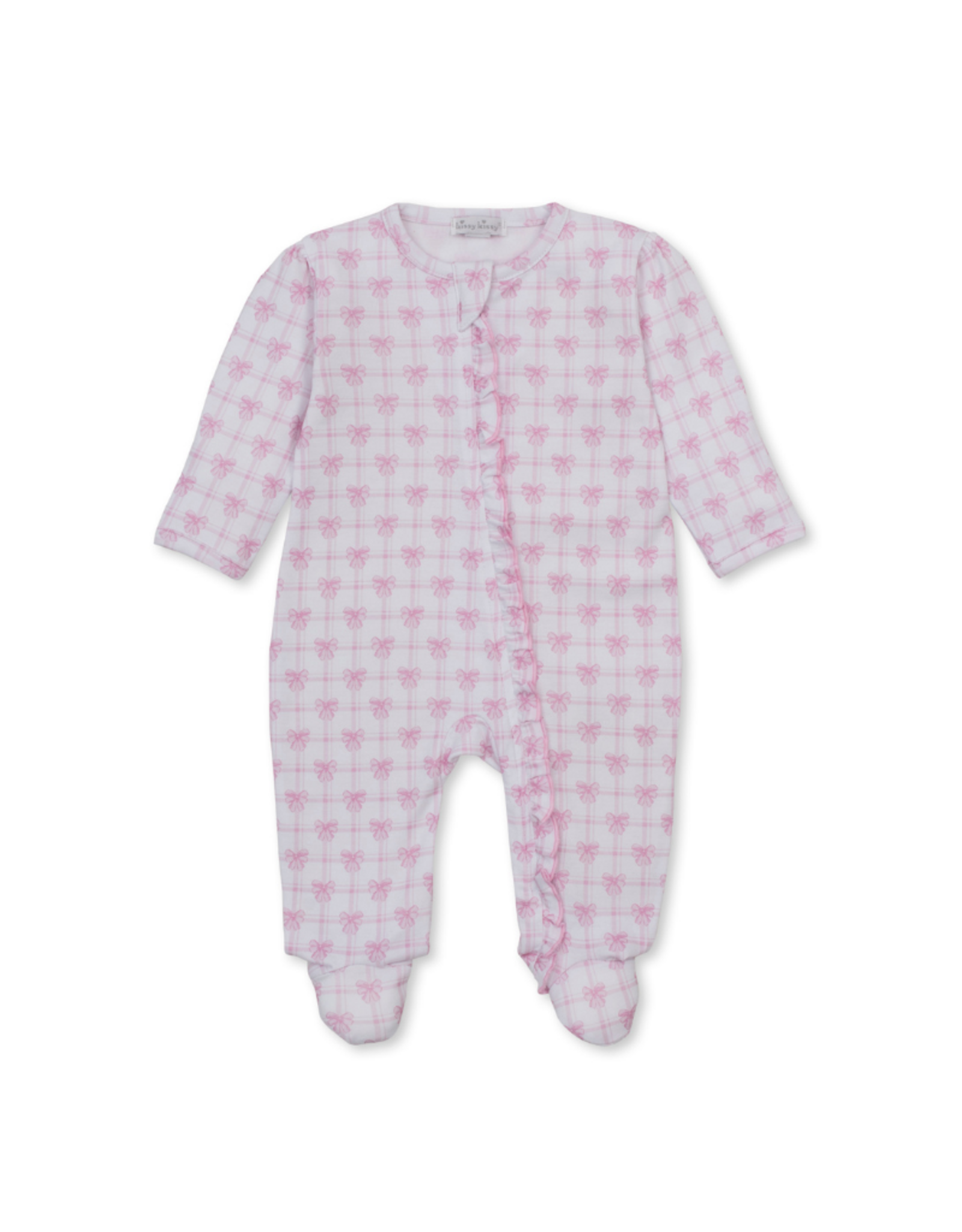 Kissy Kissy Windowpane Bows PRT Zip Footie