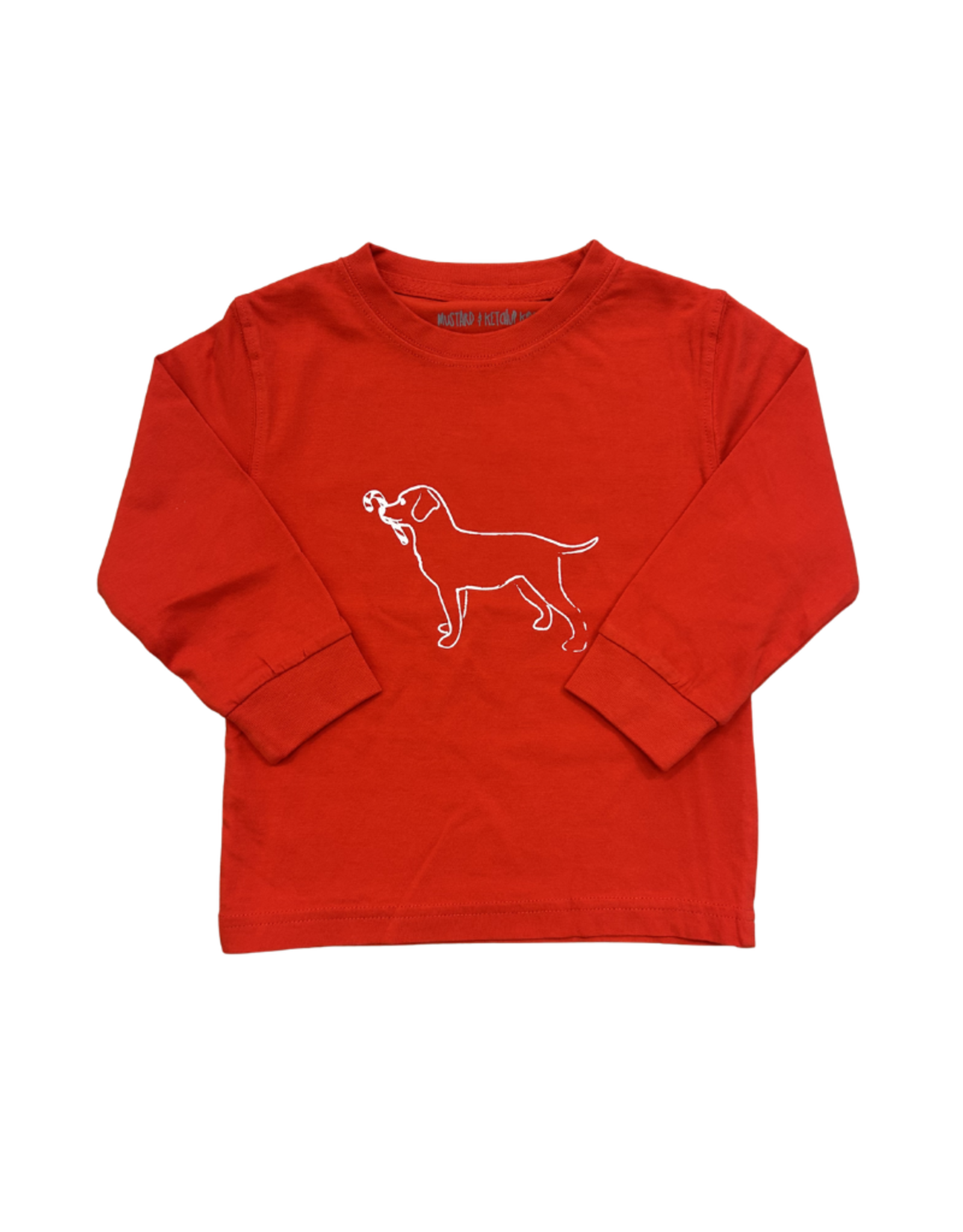 Mustard & Ketchup Red Candy Cane Dog LS T-Shirt