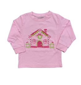 Mustard & Ketchup Pink Gingerbread House LS T-Shirt