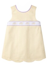 Krewe Kids Nora Scallop Dress, Yellow Tiger Stripe