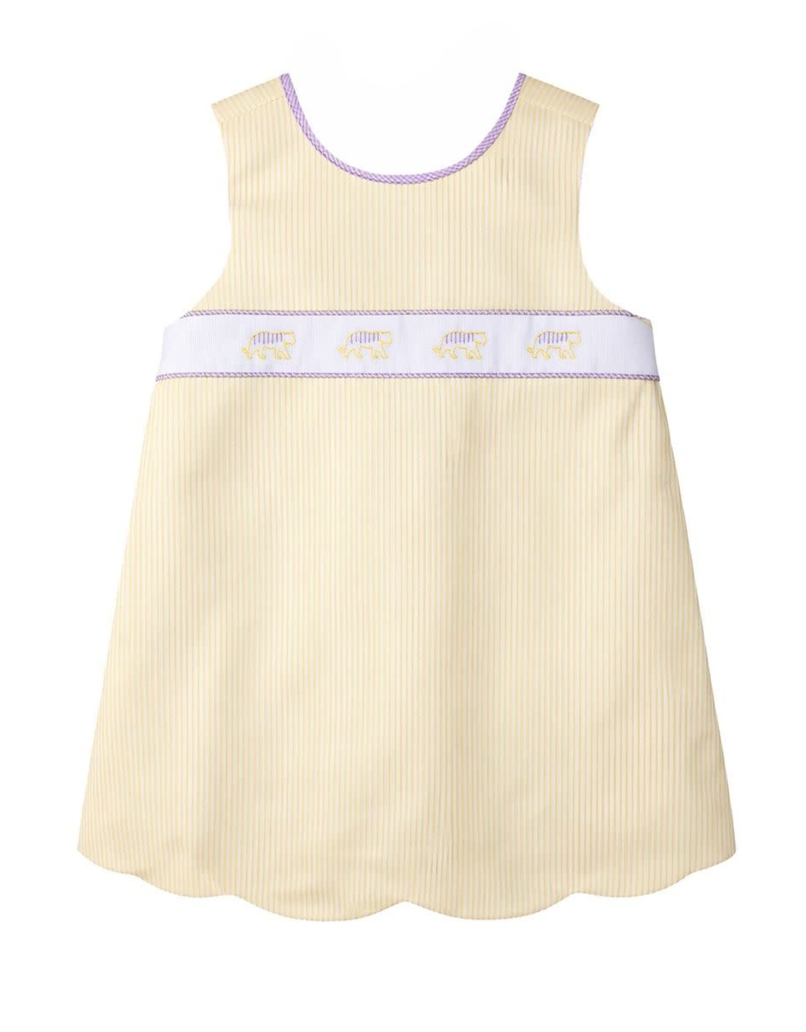 Krewe Kids Nora Scallop Dress, Yellow Tiger Stripe