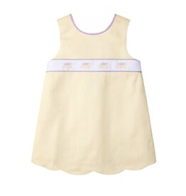 Krewe Kids Nora Scallop Dress, Yellow Tiger Stripe