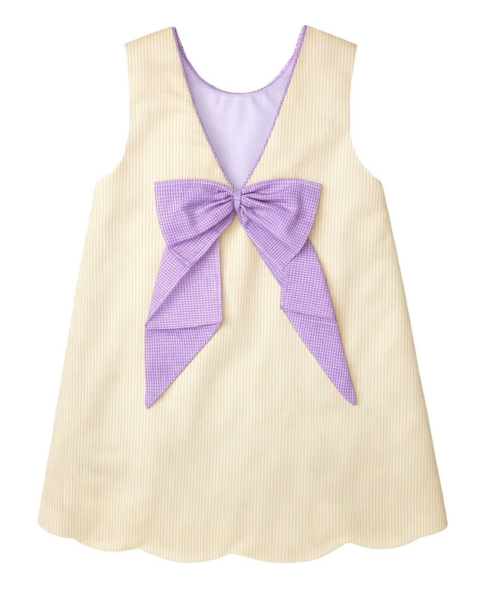Krewe Kids Nora Scallop Dress, Yellow Tiger Stripe