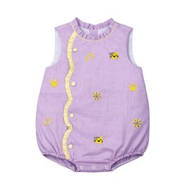 Krewe Kids Claire Scallop Bubble, All Over Embroidery Purple Tigers