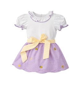 Krewe Kids Madeline Skirt Set, All Over Embroidery Purple Tigers
