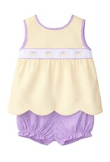 Krewe Kids Elaine Scallop Bloomer Set, Yellow Tiger Stripe