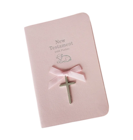 Baby Bible with Sterling Silver Cross, Pink
