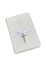 Baby Bible with Sterling Silver Cross, White