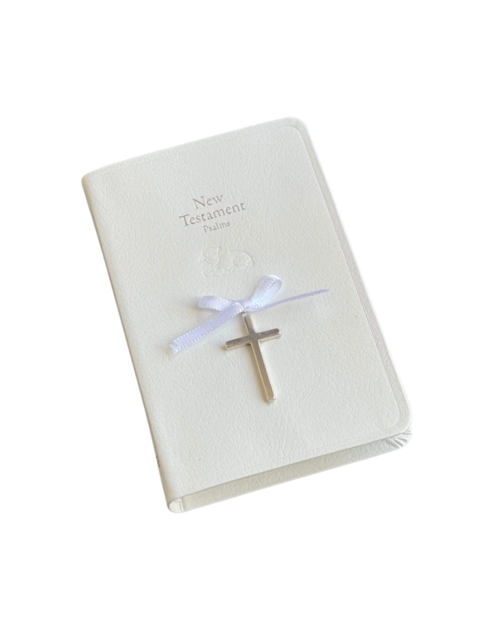 Baby Bible with Sterling Silver Cross, White