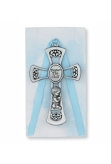 Baby Boy Crib Cross W/Blue Ribbon