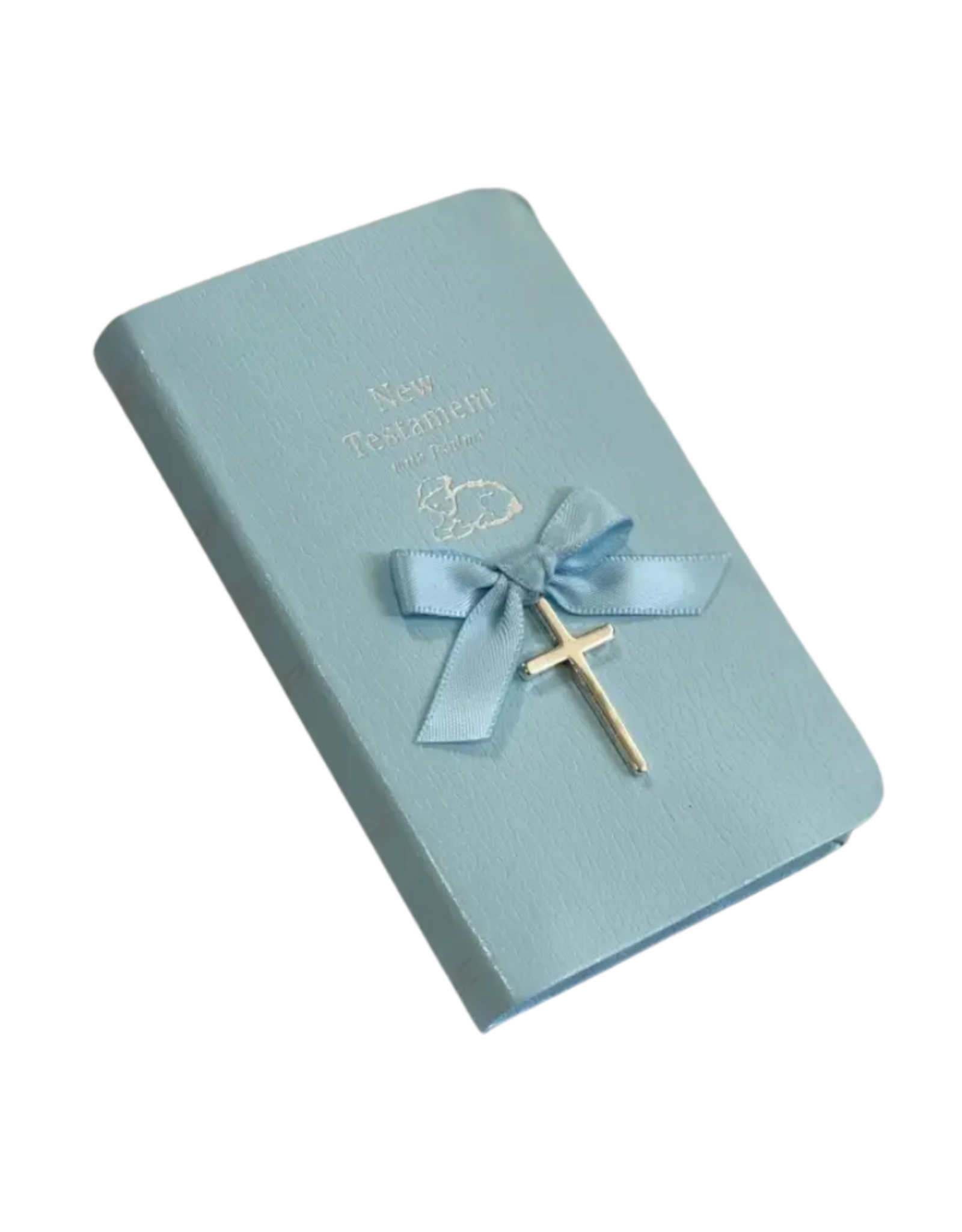 Baby Bible with Sterling Silver Cross, Blue