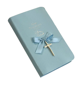 Baby Bible with Sterling Silver Cross, Blue