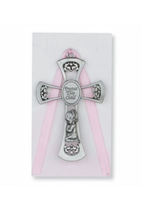 Baby Girl Crib Cross W/Pink Ribbon