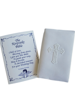 White Satin Covered Keepsake Baby Bible w/ Cross