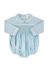 LullabySet Windsor Bubble LS, Birmingham Blue Smocked Pique