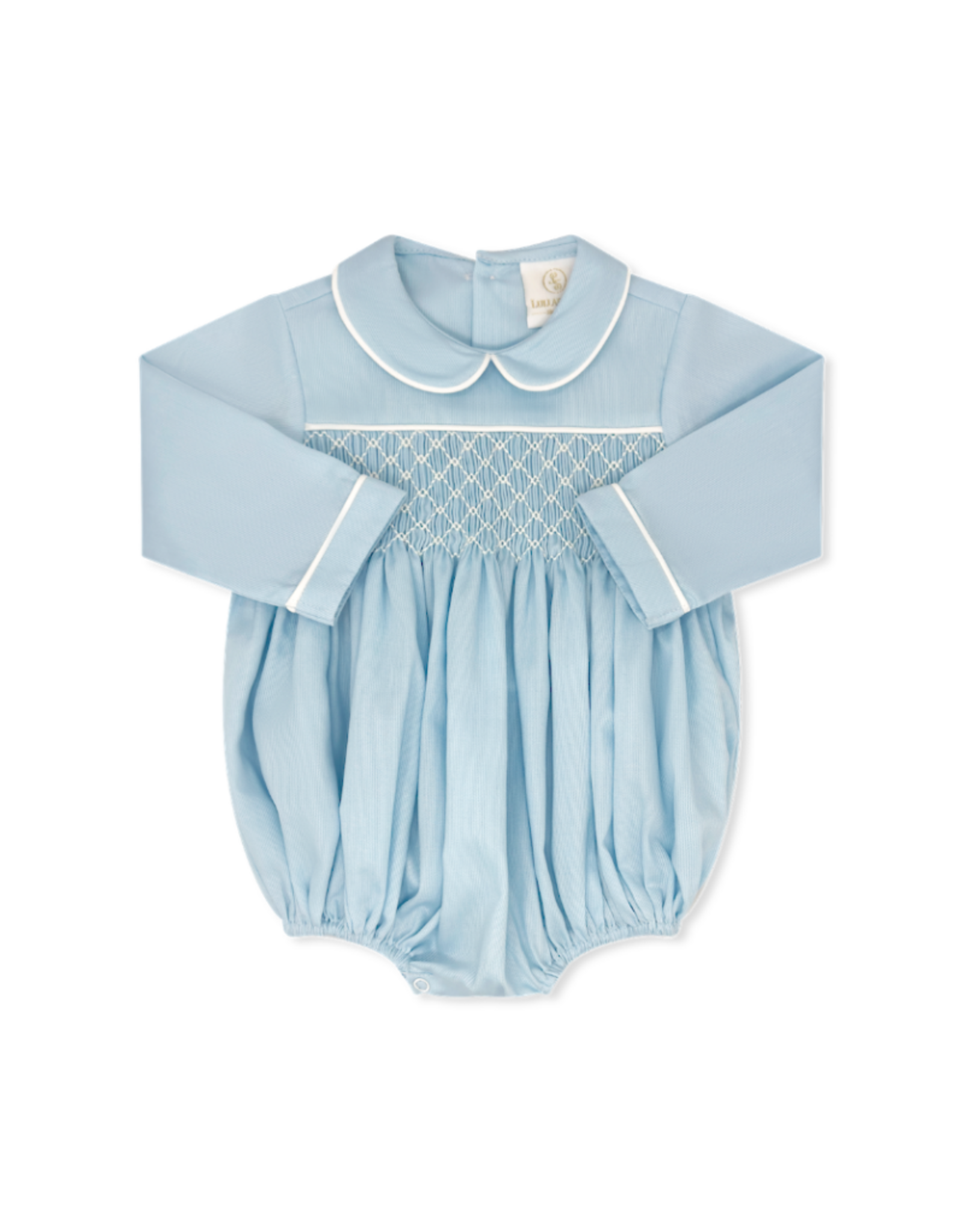 LullabySet Windsor Bubble LS, Birmingham Blue Smocked Pique
