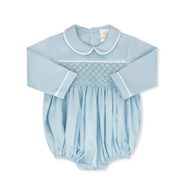 LullabySet Windsor Bubble LS, Birmingham Blue Smocked Pique