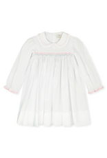 LullabySet Michelle Dress, Willow White Pique, Pink/Blue Smock