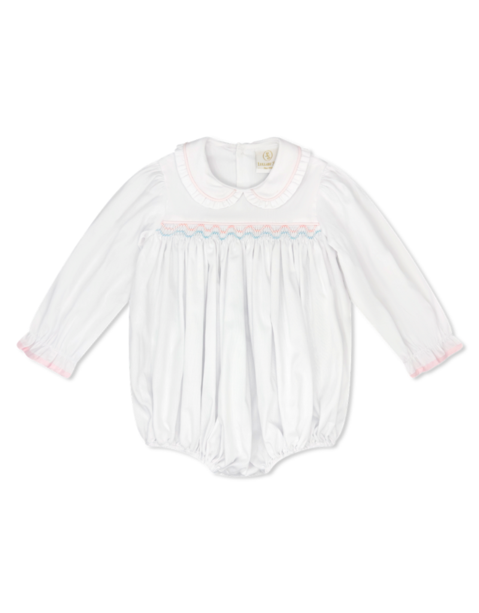LullabySet Michelle Bubble, Willow White Pique, Pink/Blue Smock