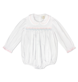 LullabySet Michelle Bubble, Willow White Pique, Pink/Blue Smock
