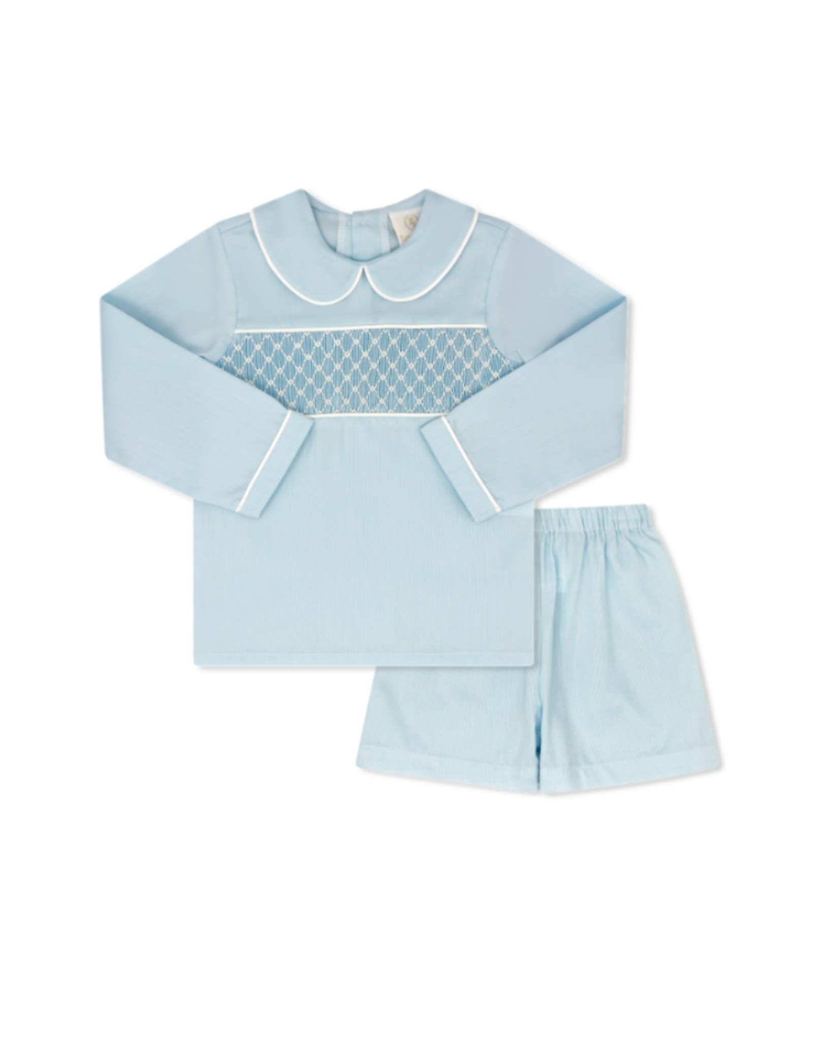 LullabySet Liam Short Set LS, Birmingham Blue Smocked Pique