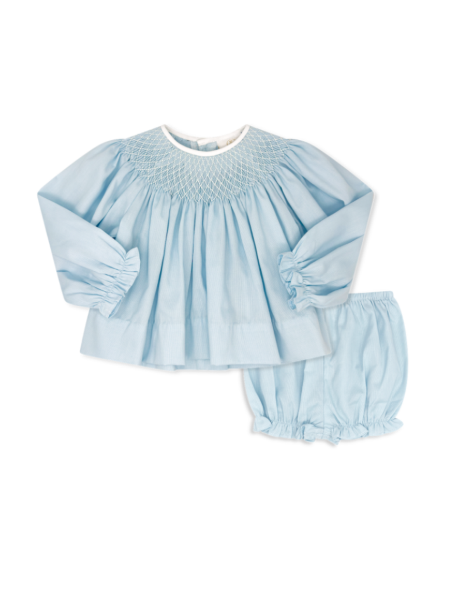 LullabySet Betsy Bloomer Set LS, Birmingham Blue Smocked Pique