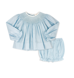 LullabySet Betsy Bloomer Set LS, Birmingham Blue Smocked Pique