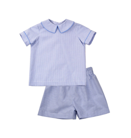 Funtasia Too Boys Short Set, Periwinkle Mini Check