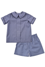 Funtasia Too Front Pleat Short Set, Navy Mini Check