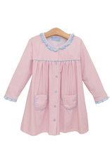 Trotter Street Kids Amelia Dress- Light Pink Microgingham