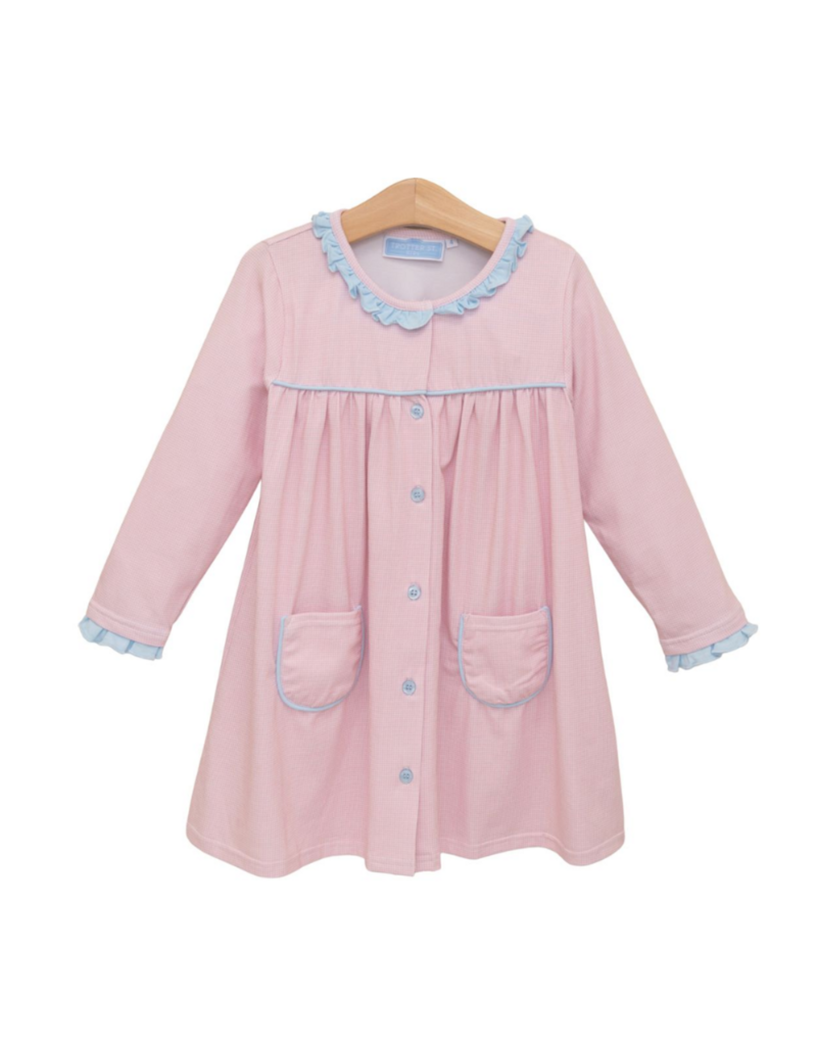 Trotter Street Kids Amelia Dress- Light Pink Microgingham
