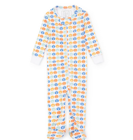 Lila + Hayes Parker Zipper Pajamas, Preppy Pumpkins Cool